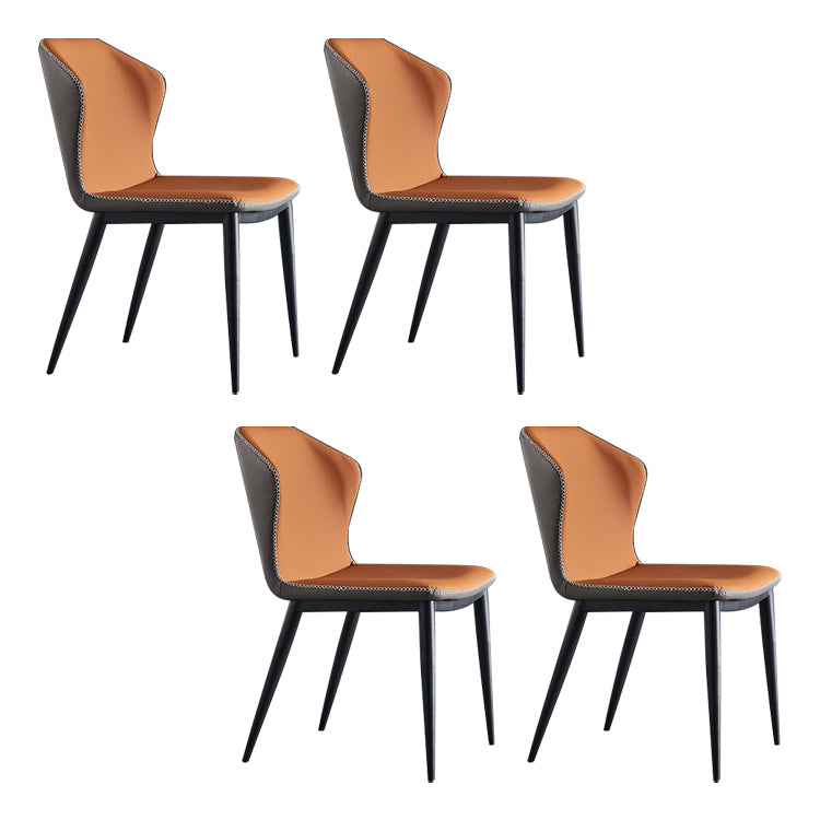 Chaise Parsons à oreilles industrielles Chaises d'appoint sans accoudoirs en cuir (Ensemble de 4)