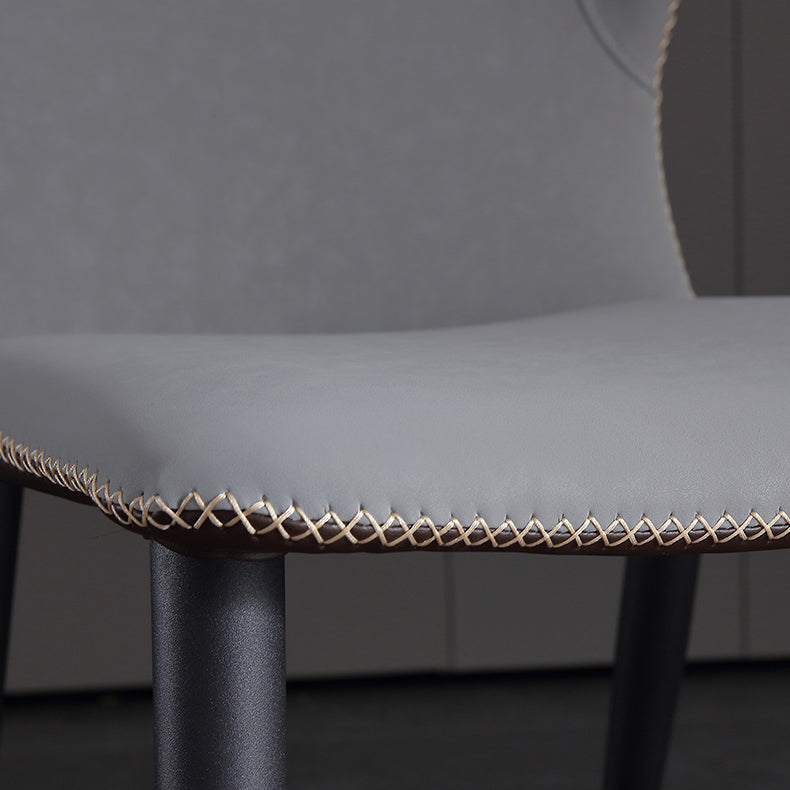 Silla industrial Wingback Parsons de cuero para comedor, sillas laterales sin brazos (juego de 4)