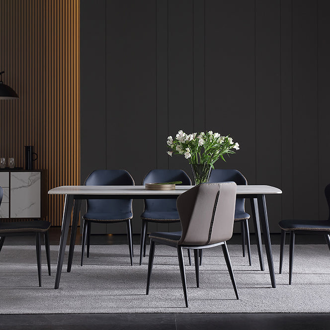 Silla industrial Wingback Parsons de cuero para comedor, sillas laterales sin brazos (juego de 4)