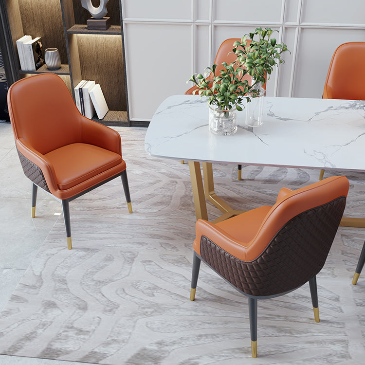 Silla de comedor de metal de estilo nórdico, silla de comedor con brazo Parsons, sillas laterales