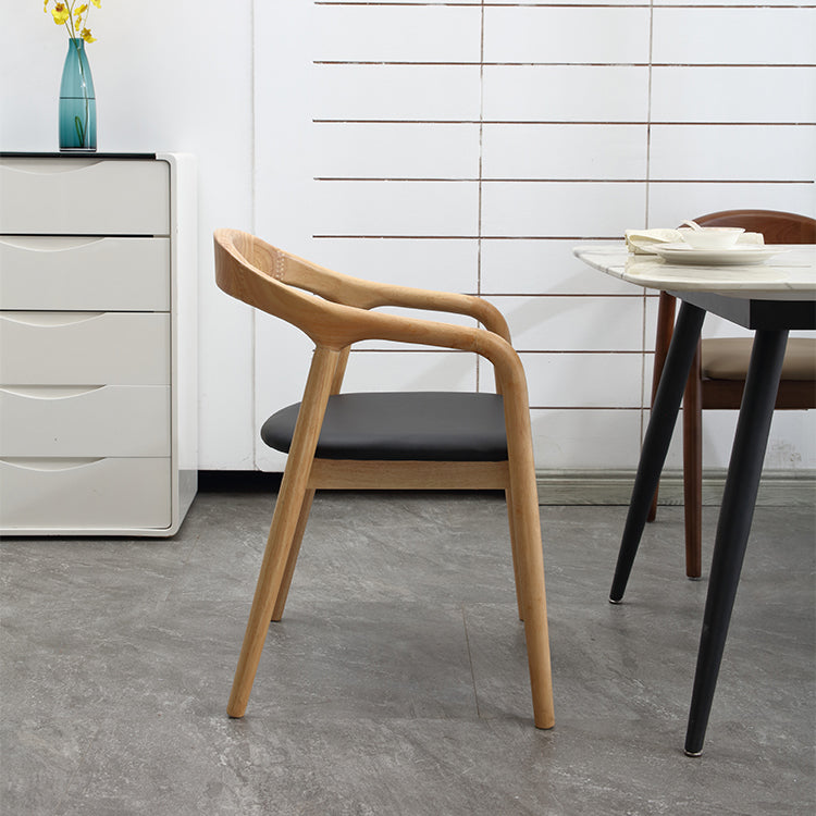 Silla de madera maciza de estilo tradicional, sillas de comedor de cocina con brazo trasero abierto