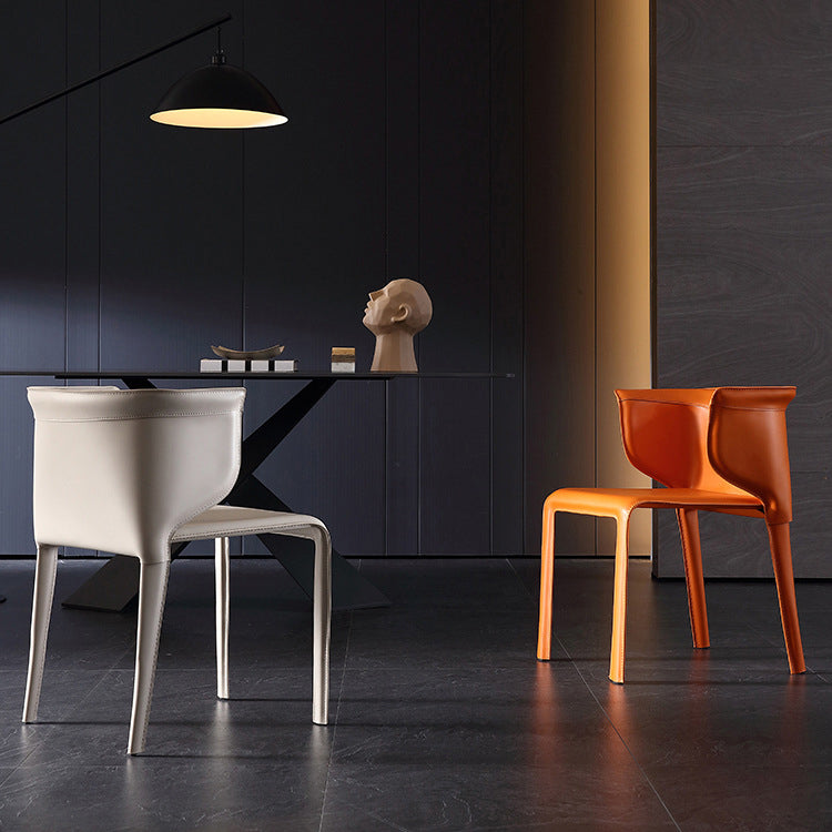 Silla de comedor estilo Wingback Home de cuero con acabado mate (juego de 2)