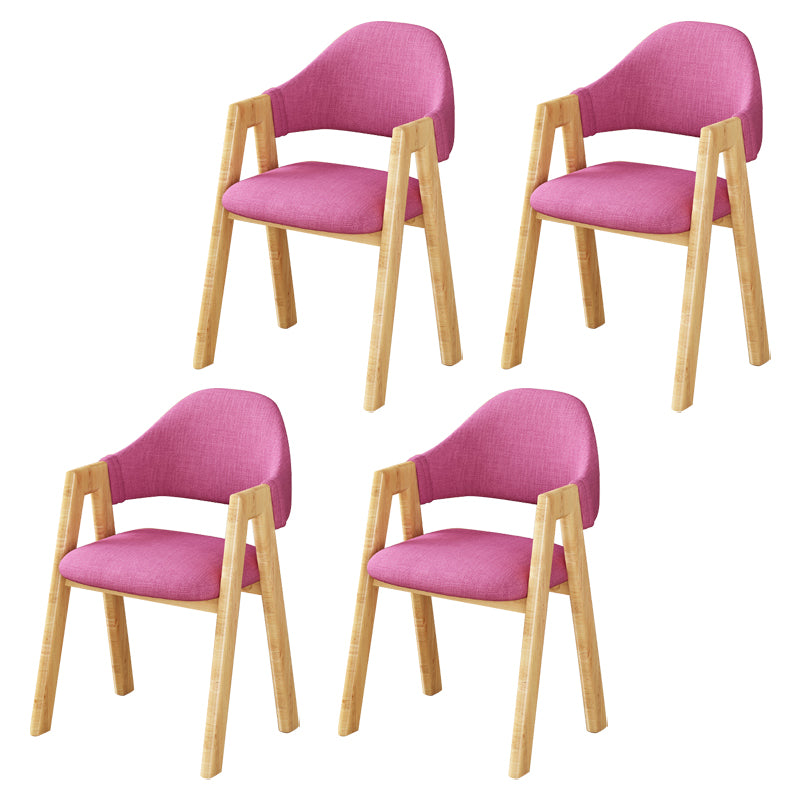 Silla de comedor tapizada escandinava con respaldo abierto y acabado mate (juego de 4)