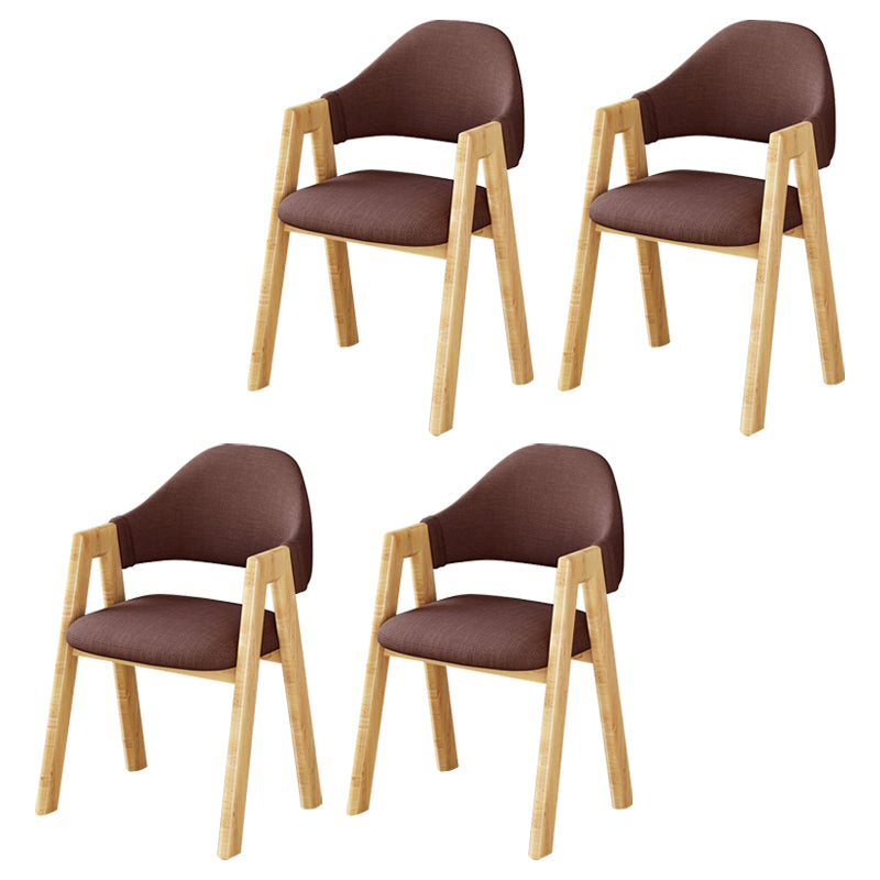 Silla de comedor tapizada escandinava con respaldo abierto y acabado mate (juego de 4)
