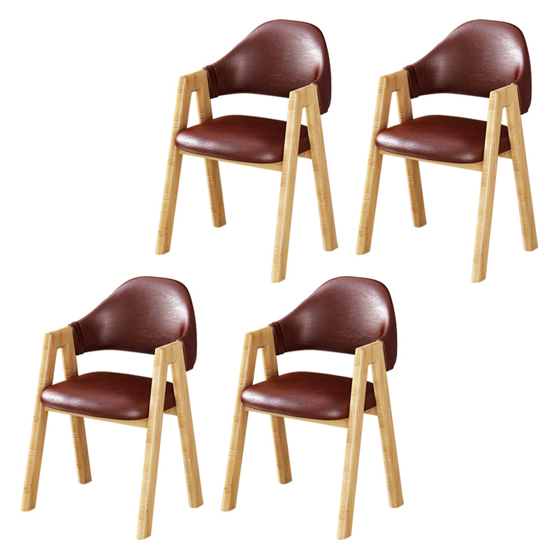 Silla de comedor tapizada escandinava con respaldo abierto y acabado mate (juego de 4)