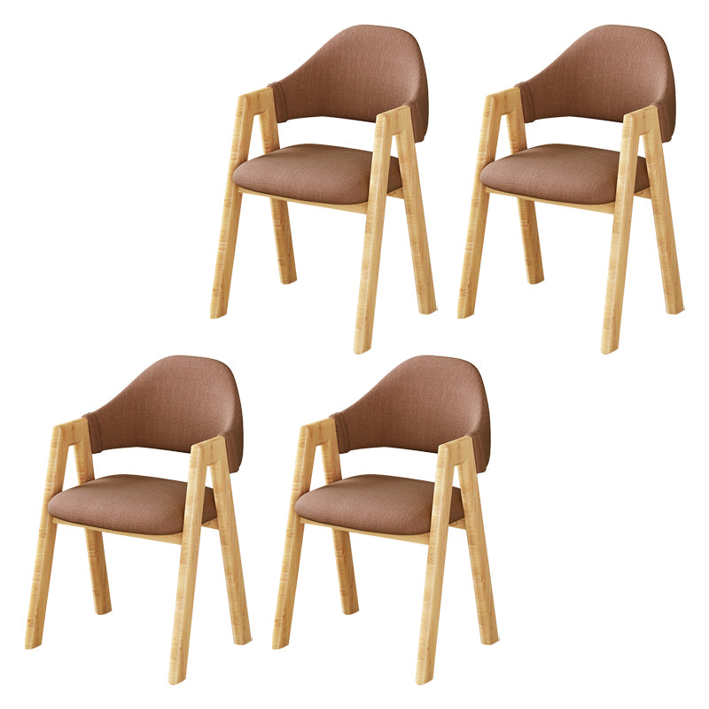Silla de comedor tapizada escandinava con respaldo abierto y acabado mate (juego de 4)