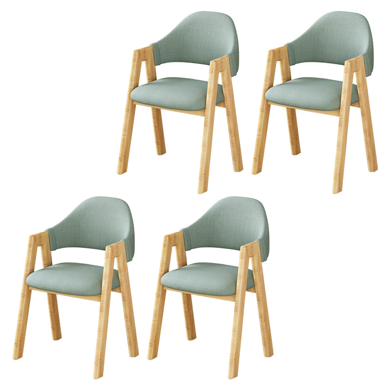 Fauteuil de maison rembourré scandinave, chaise de salle à manger à dossier ouvert, finition mate (Ensemble de 4)