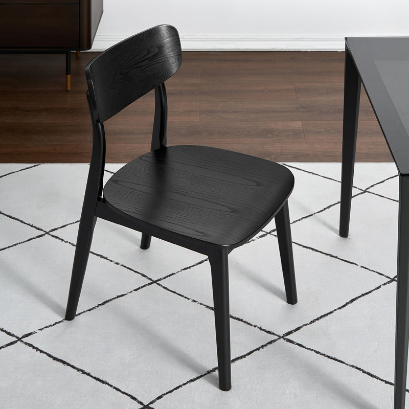 Silla de madera de roble de estilo industrial, sillas de cocina con respaldo abierto (juego de 2)