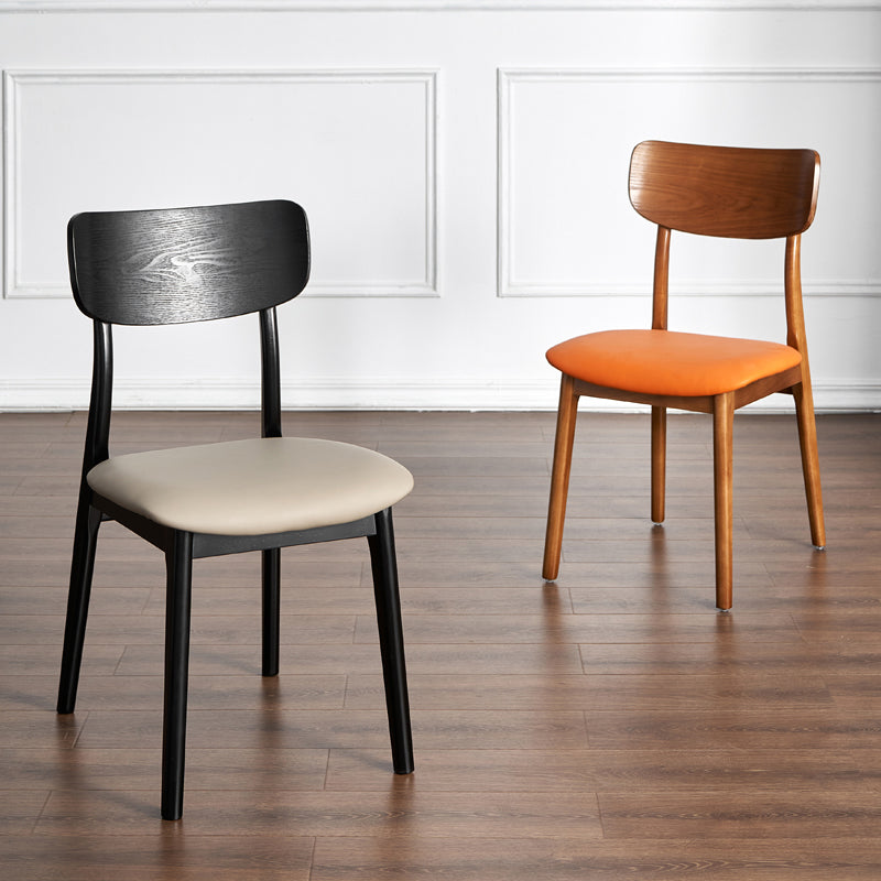 Silla de madera de roble de estilo industrial, sillas de cocina con respaldo abierto (juego de 2)