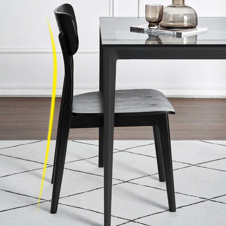 Silla de madera de roble de estilo industrial, sillas de cocina con respaldo abierto (juego de 2)