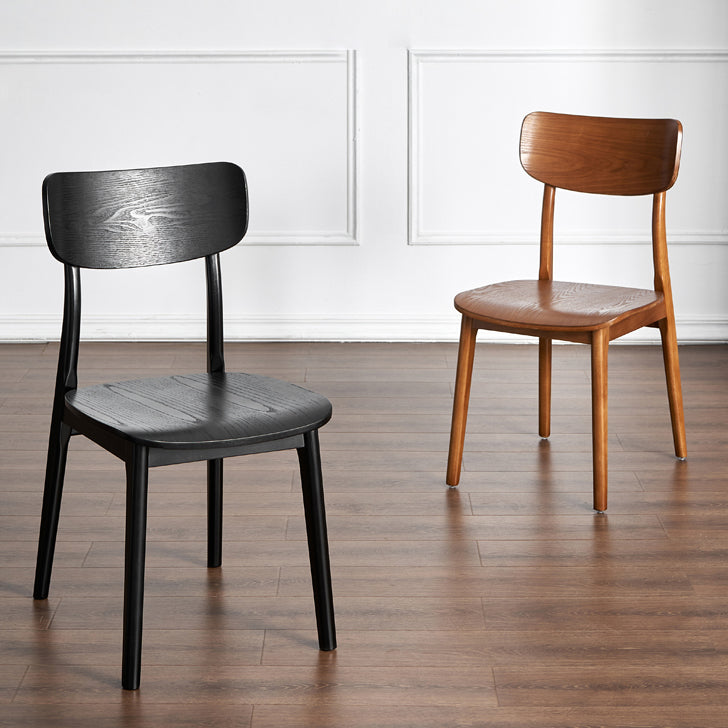 Silla de madera de roble de estilo industrial, sillas de cocina con respaldo abierto (juego de 2)