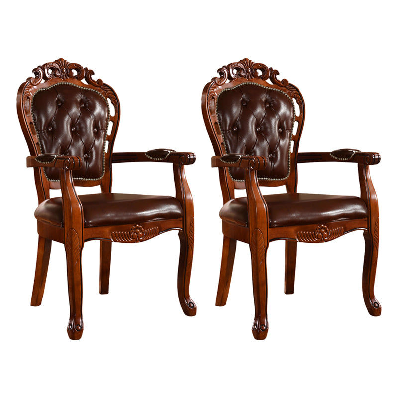 Chaises en bois d'hévéa de style scandinave Fauteuil de cuisine à dossier ouvert (Ensemble de 2)