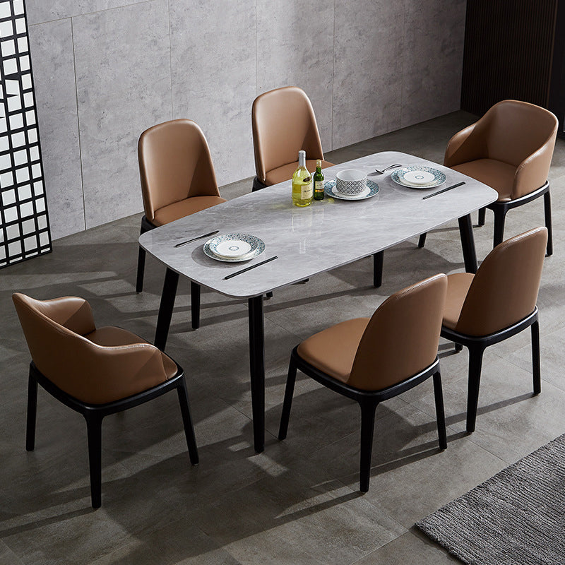 Silla auxiliar industrial de cuero para el hogar, silla de comedor Parsons con acabado mate (juego de 2)