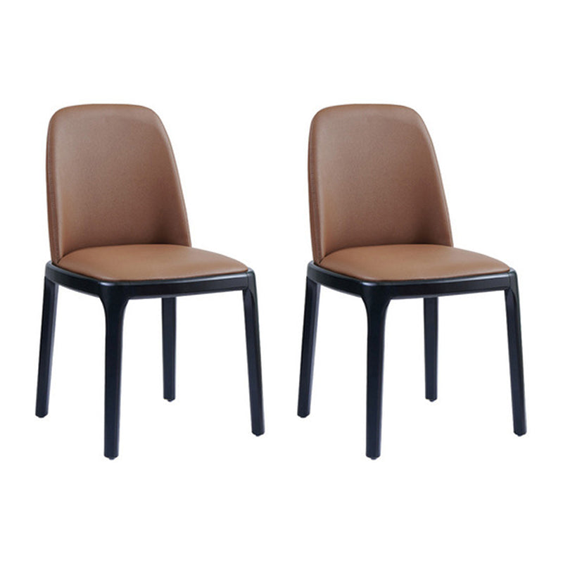 Industriel Frêne Chaise d'appoint Parsons Chaise de salle à manger en cuir au fini mat (Ensemble de 2)
