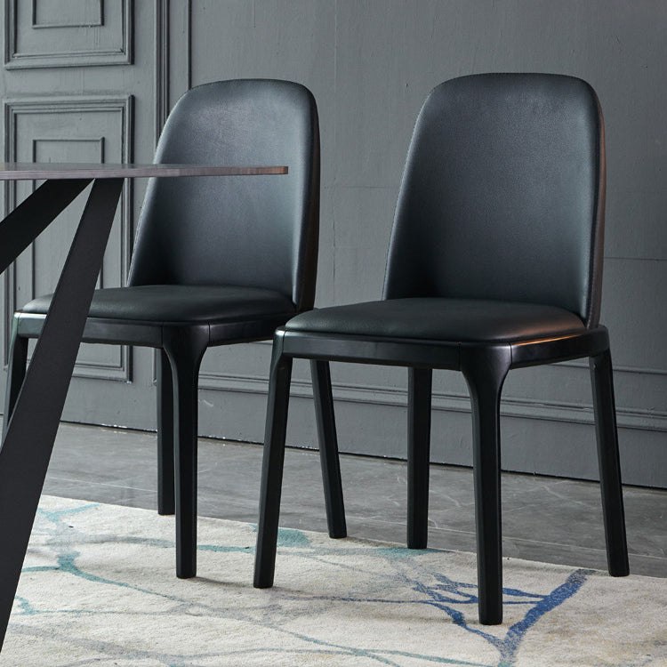 Silla auxiliar Industrial Ash Parsons de cuero con acabado mate (juego de 2)
