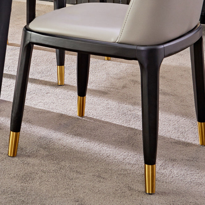 Silla auxiliar Industrial Ash Parsons de cuero con acabado mate (juego de 2)