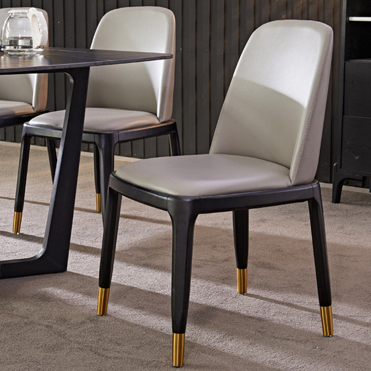 Silla auxiliar Industrial Ash Parsons de cuero con acabado mate (juego de 2)