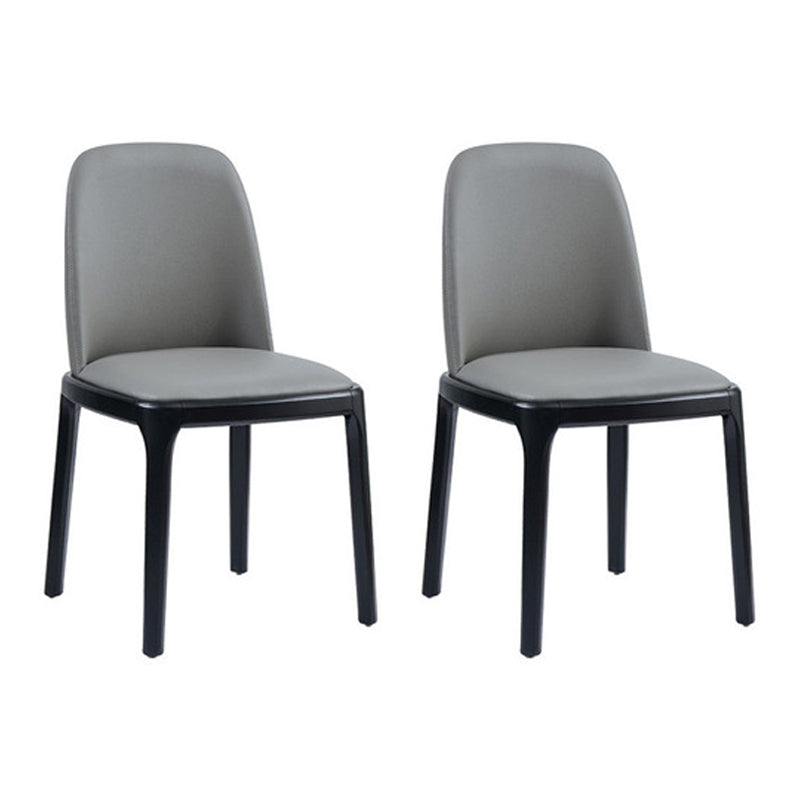 Silla auxiliar Industrial Ash Parsons de cuero con acabado mate (juego de 2)