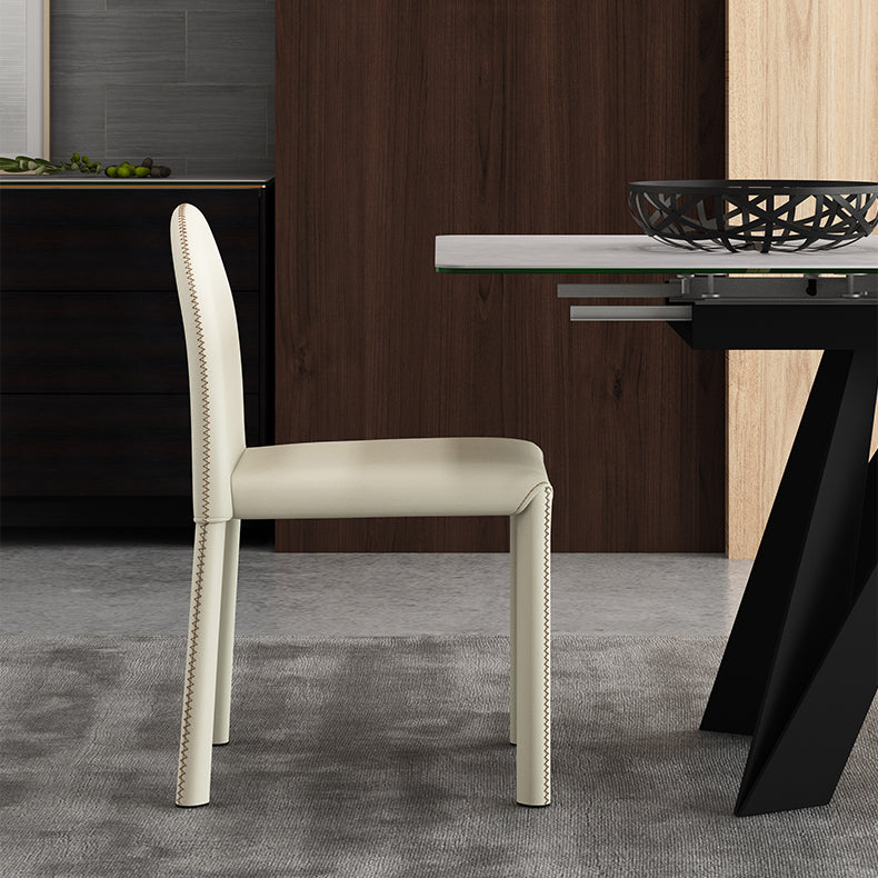 Silla de comedor de estilo moderno Silla auxiliar de cocina sin brazos con patas de metal