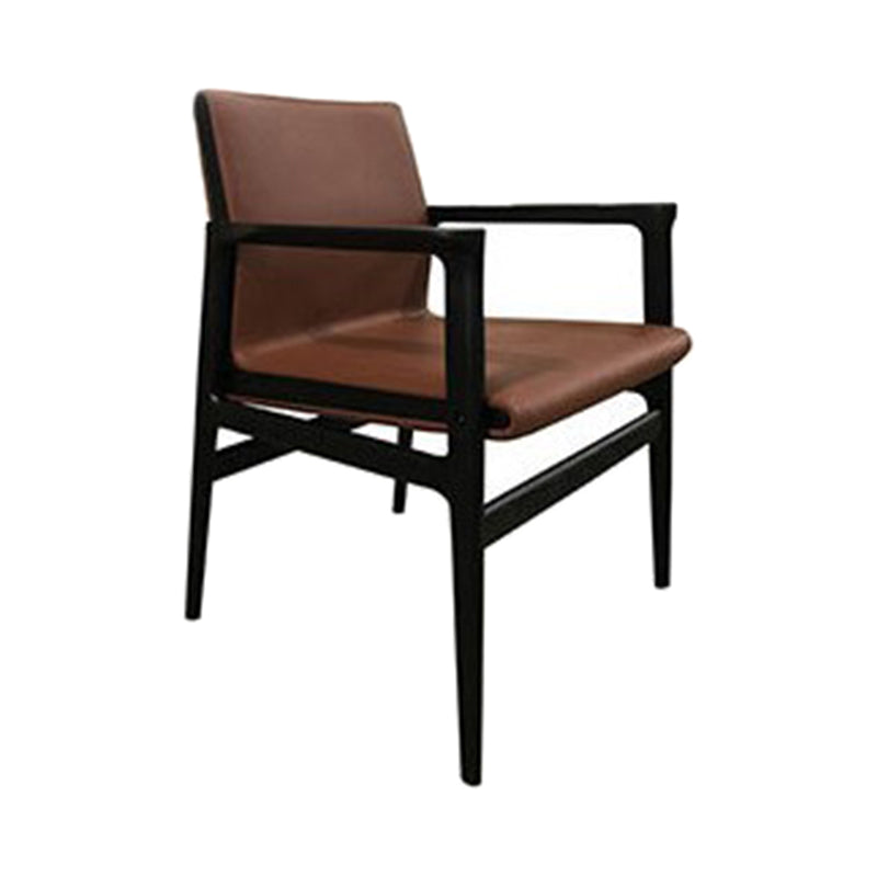 Traditional Style Ash Wood Chairs Solid Back Arm Dining Room Chair Set