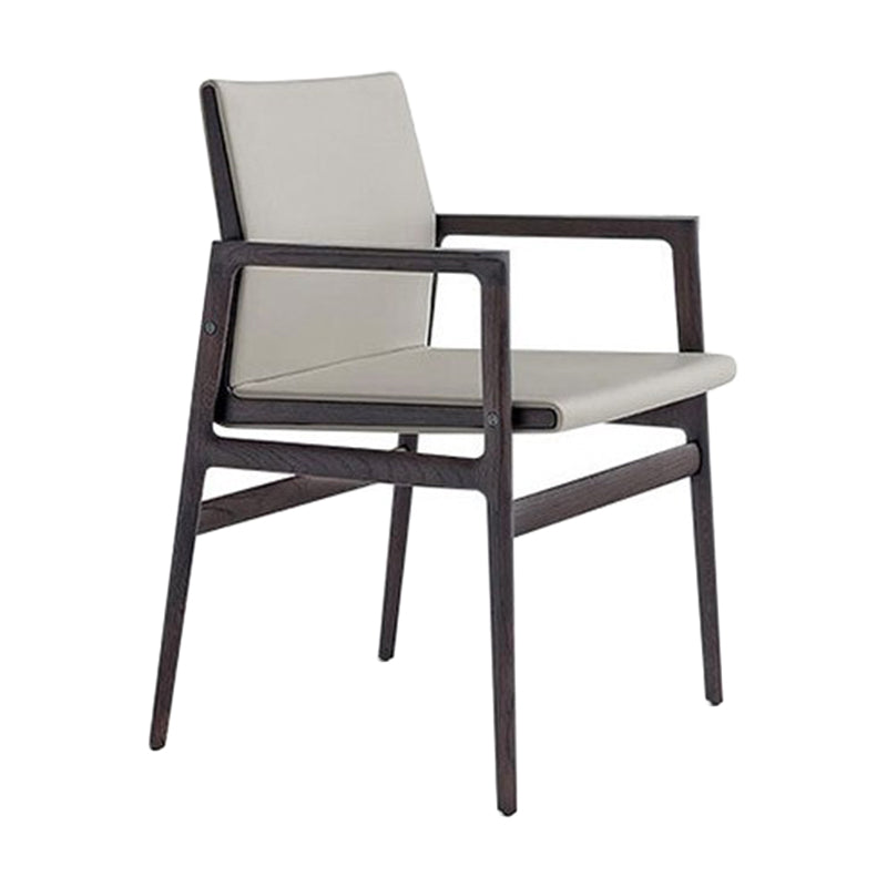 Traditional Style Ash Wood Chairs Solid Back Arm Dining Room Chair Set