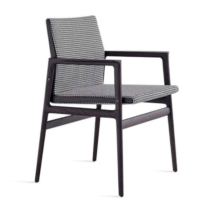 Traditional Style Ash Wood Chairs Solid Back Arm Dining Room Chair Set