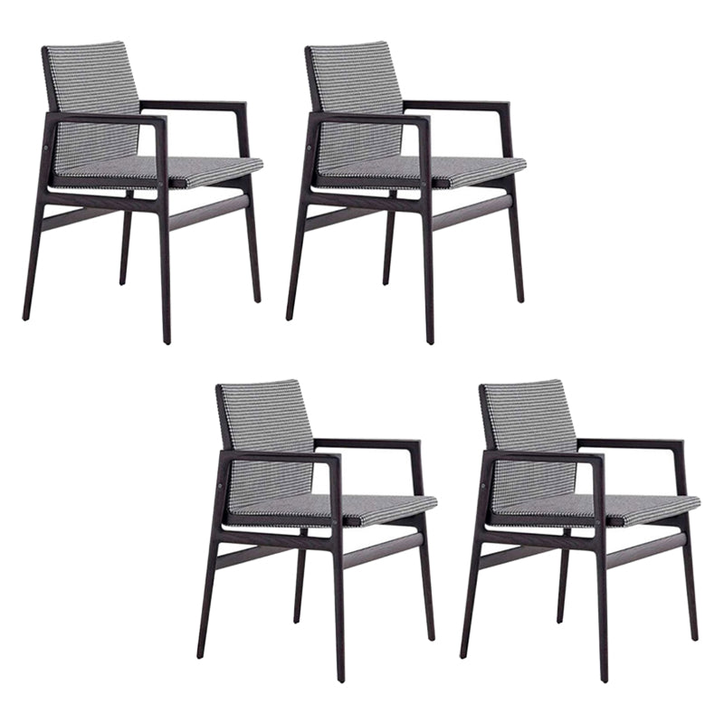 Traditional Style Ash Wood Chairs Solid Back Arm Dining Room Chair Set