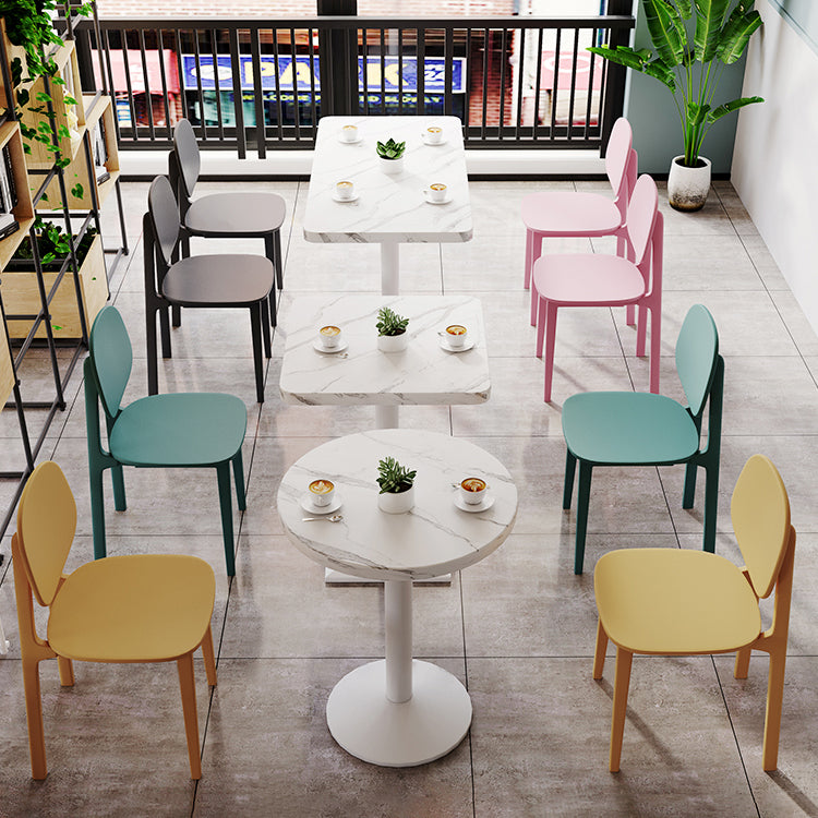 Silla de comedor de estilo moderno, sillas laterales de plástico sin brazos para cocina (juego de 4)