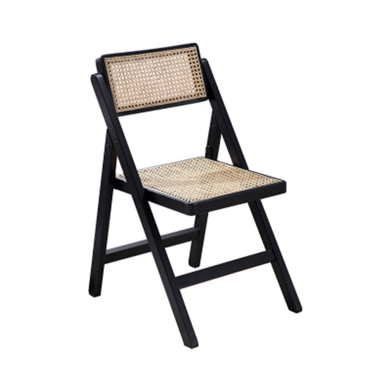 Chaise de salle à manger en bois vieilli de style campagnard avec dossier en canne, chaise latérale de salle à manger à dossier ouvert sans accoudoirs