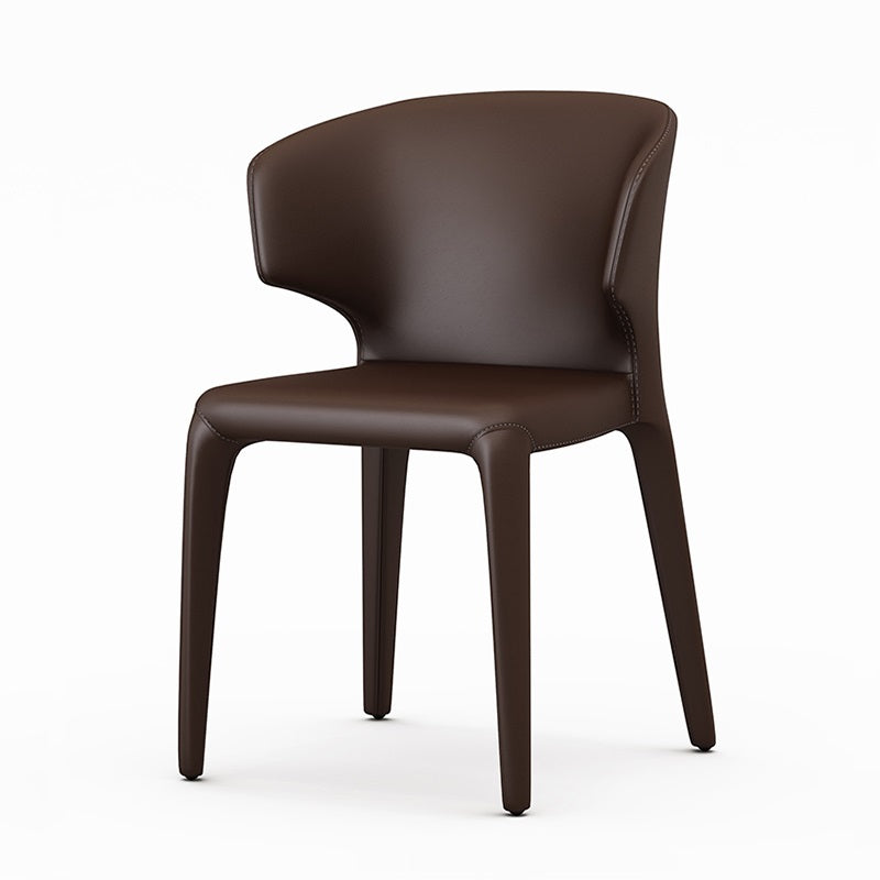 Designer Style Leather Arm Chair Wingback Matte Finish Single Dining Chair