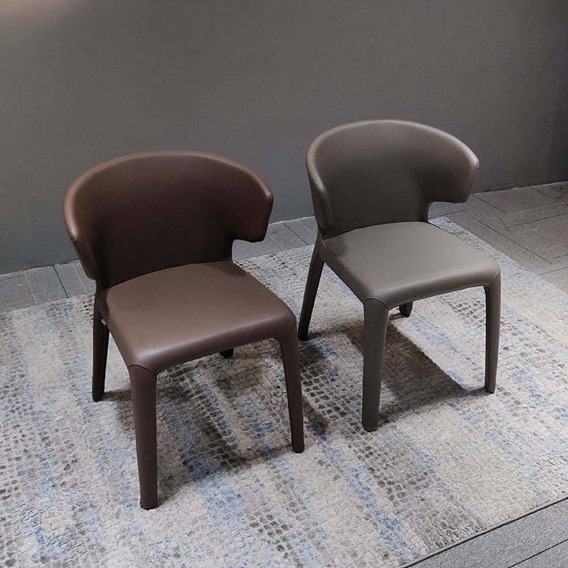 Designer Style Leather Arm Chair Wingback Matte Finish Single Dining Chair