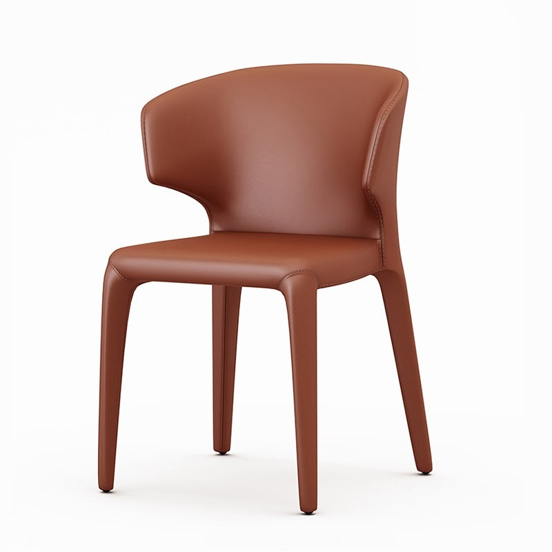 Designer Style Leather Arm Chair Wingback Matte Finish Single Dining Chair