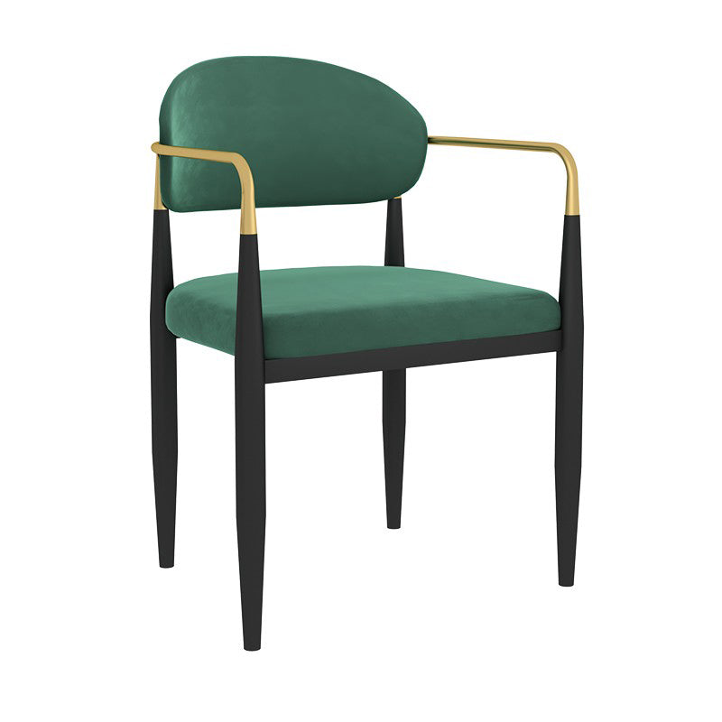 Fauteuil rembourré de style design, chaise de salle à manger à dossier ouvert, finition mate