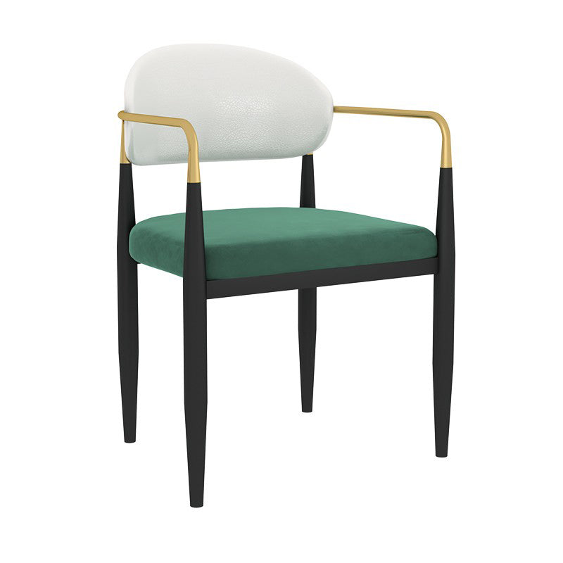 Fauteuil rembourré de style design, chaise de salle à manger à dossier ouvert, finition mate