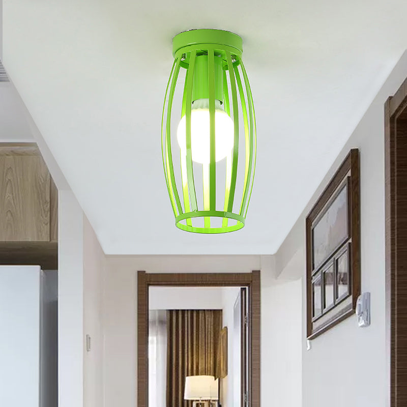 Plafonnier ovale en métal à 1 lumière, style nordique, noir/rose/jaune/bleu/vert/or, pour couloir