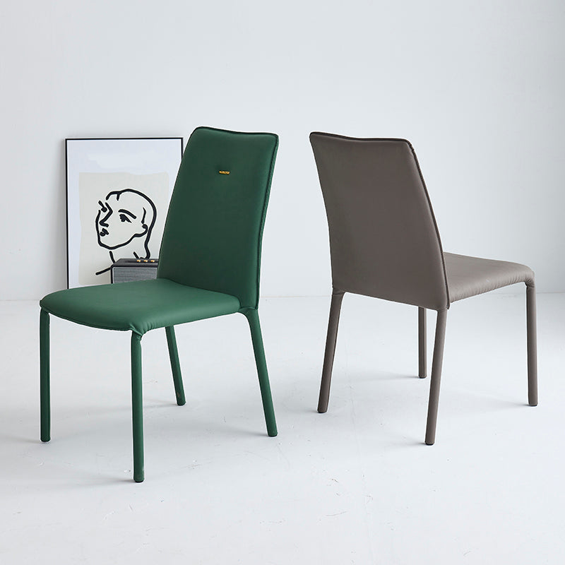 Sillas de comedor de cuero de estilo moderno, silla lateral apilable con respaldo sólido para uso doméstico (juego de 2)