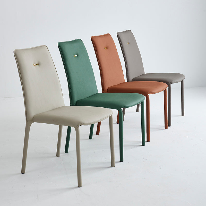 Sillas de comedor de cuero de estilo moderno, silla lateral apilable con respaldo sólido para uso doméstico (juego de 2)