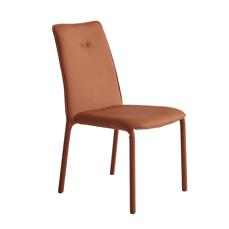 Sillas de comedor de cuero de estilo moderno, silla lateral apilable con respaldo sólido para uso doméstico (juego de 2)