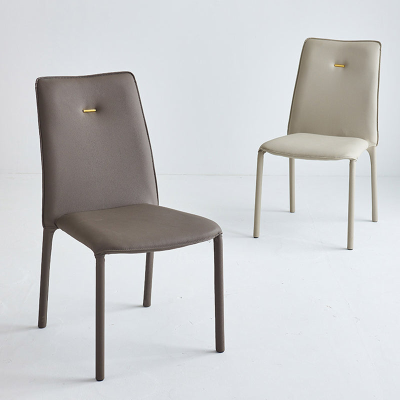 Sillas de comedor de cuero de estilo moderno, silla lateral apilable con respaldo sólido para uso doméstico (juego de 2)