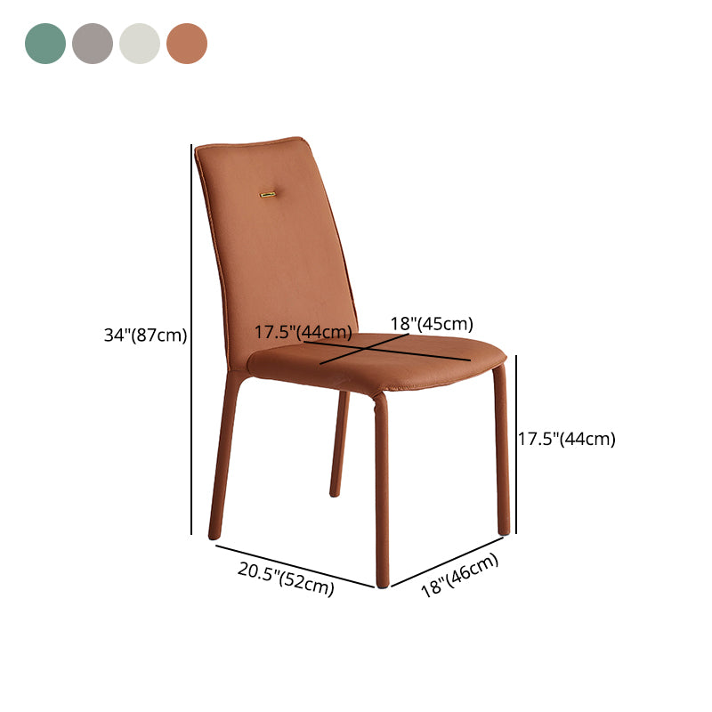 Sillas de comedor de cuero de estilo moderno, silla lateral apilable con respaldo sólido para uso doméstico (juego de 2)