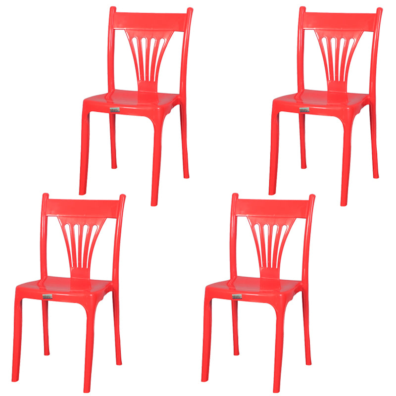 Silla apilable de estilo contemporáneo con respaldo de listones de plástico, silla sin brazos
