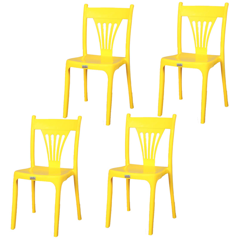 Silla apilable de estilo contemporáneo con respaldo de listones de plástico, silla sin brazos