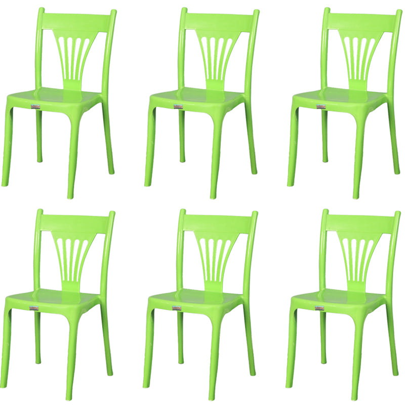 Silla apilable de estilo contemporáneo con respaldo de listones de plástico, silla sin brazos