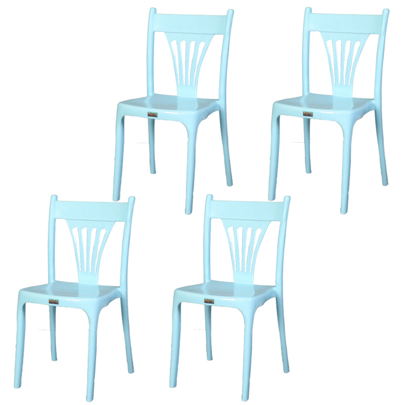 Silla apilable de estilo contemporáneo con respaldo de listones de plástico, silla sin brazos