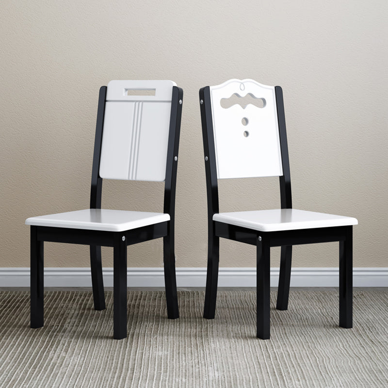 Silla de comedor industrial de madera para el hogar, silla auxiliar de comedor con respaldo abierto y sin brazos (juego de 2)