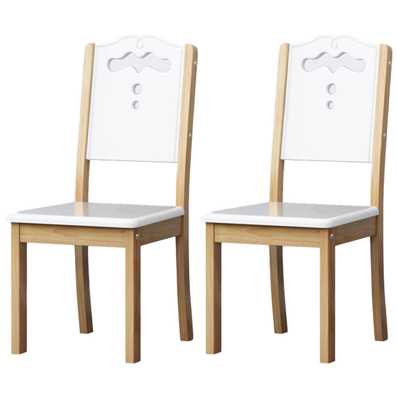 Chaise de salle à manger en bois industrielle pour la maison, chaise d'appoint à dossier ouvert sans accoudoirs (Ensemble de 2)