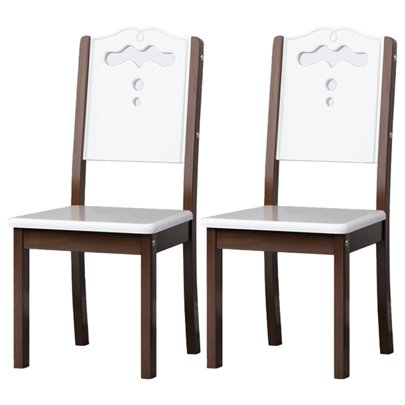 Silla de comedor industrial de madera para el hogar, silla auxiliar de comedor con respaldo abierto y sin brazos (juego de 2)