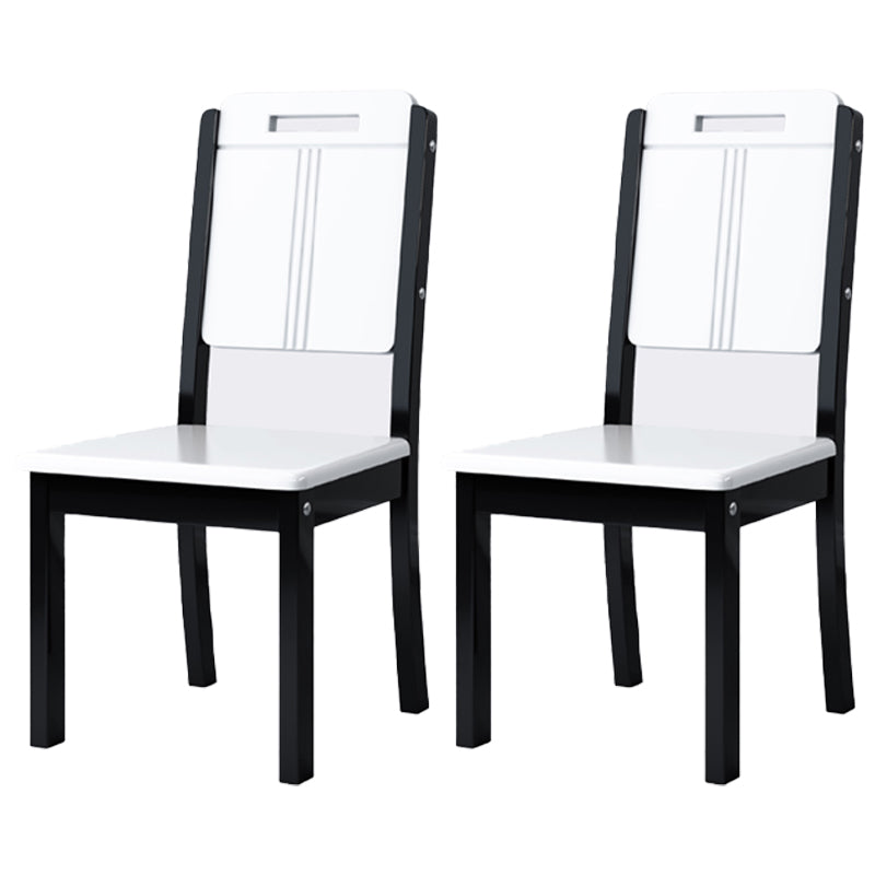 Silla de comedor industrial de madera para el hogar, silla auxiliar de comedor con respaldo abierto y sin brazos (juego de 2)