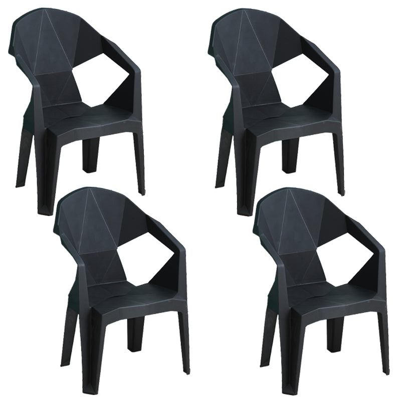 Contemporary Style Dining Chair Plastic Dining Arm Side Chairs for Kitchen (Set of 4)