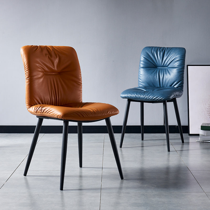 Chaise latérale d'intérieur industrielle chaise de salle à manger tapissée en métal à dossier solide